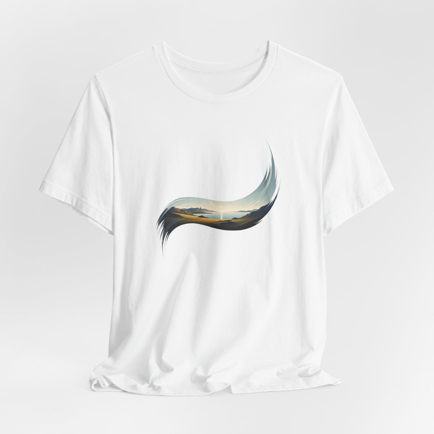 Abstract Wave Tee — Minimal Coastal Brushstroke T-Shirt Becheretty - Ideal Gift - Original Design