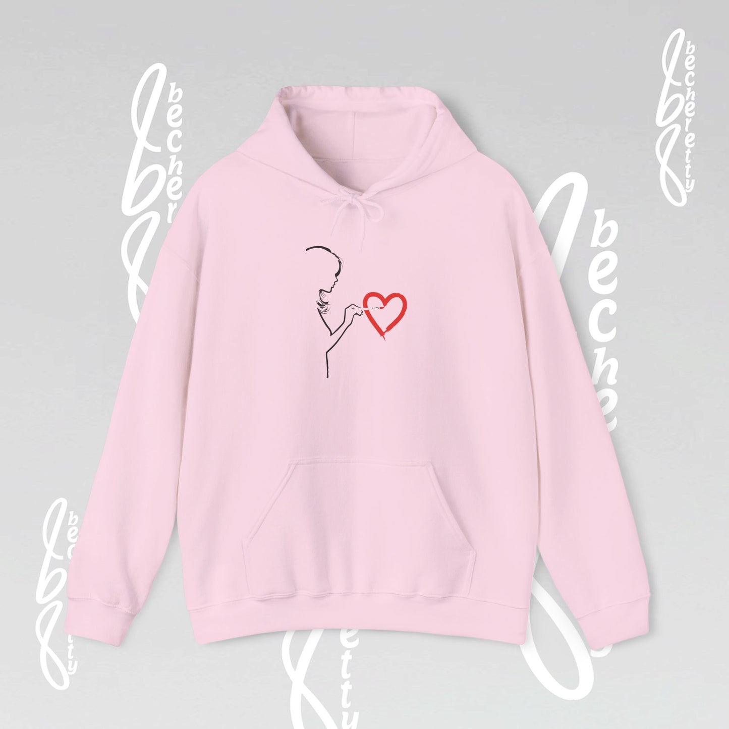 Art Minimalist Hoodie 'Painting Love' Becheretty Graphic - Quietly expressive brushstroke.