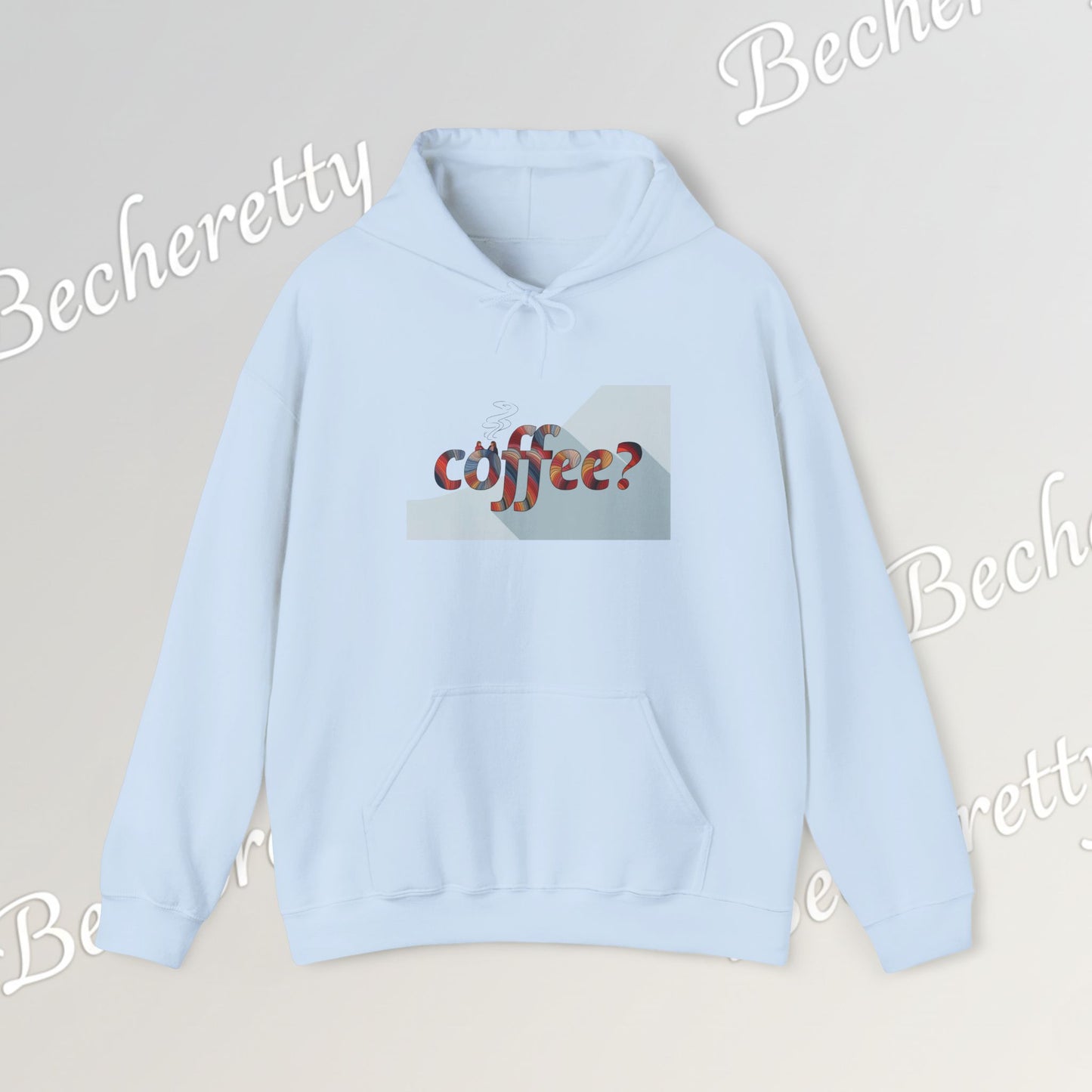 Coffee? "Cozy Questions" Patterned Coffee Hoodie - Art Minimalist Becheretty - Coffee Lover Sweatshirt