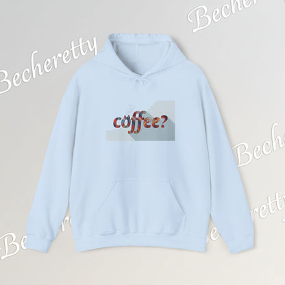 Coffee? "Cozy Questions" Patterned Coffee Hoodie - Art Minimalist Becheretty - Coffee Lover Sweatshirt