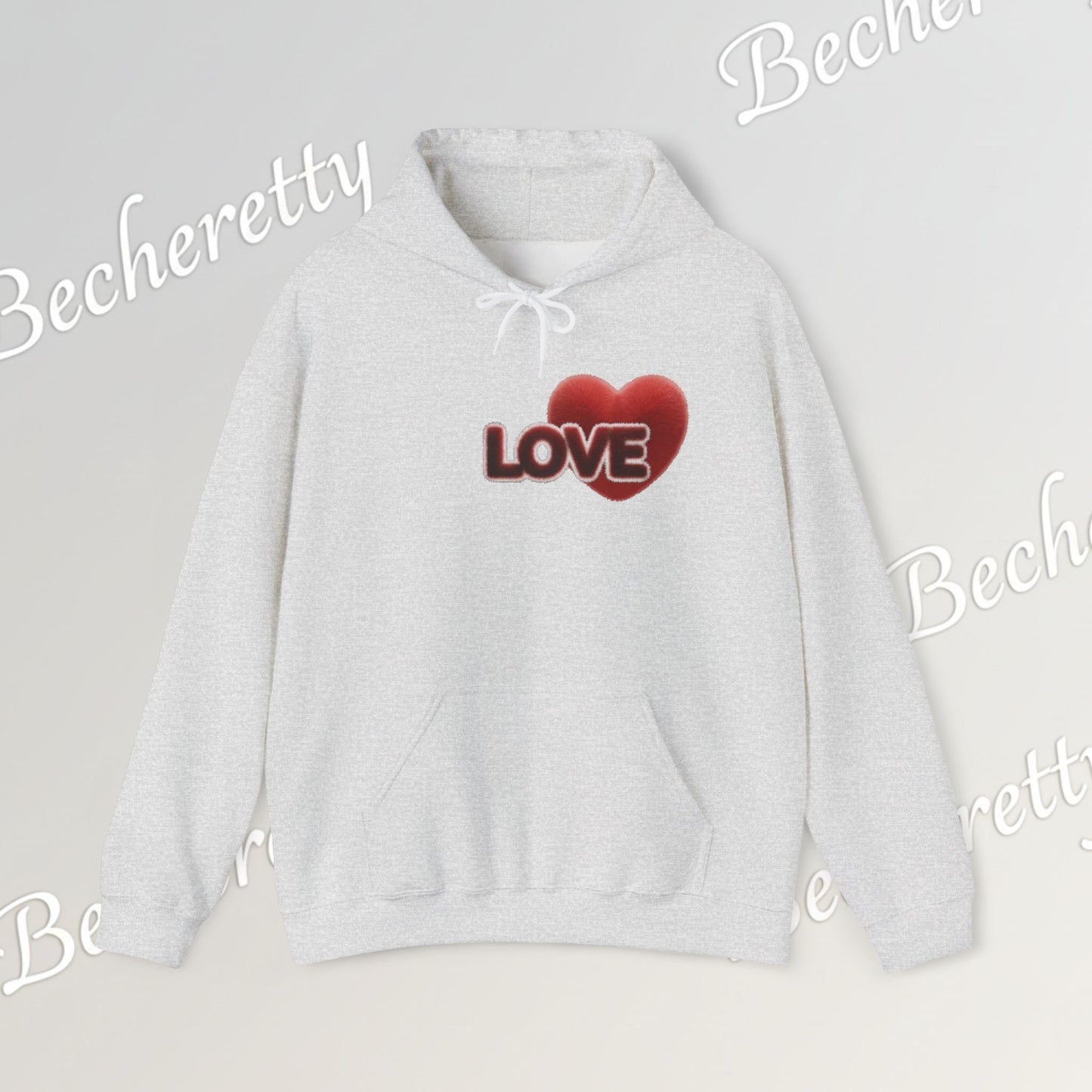 "LOVE" Plush Covered in Fur Graphic Hoodie - Art Minimalist Becheretty - Valentins day & Casual Wear