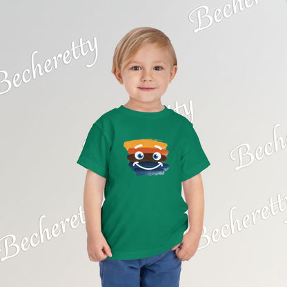 Toddler Tee Smiley Watercolor Art Graphic Minimalist Becheretty - Happy Face Kids T-Shirt