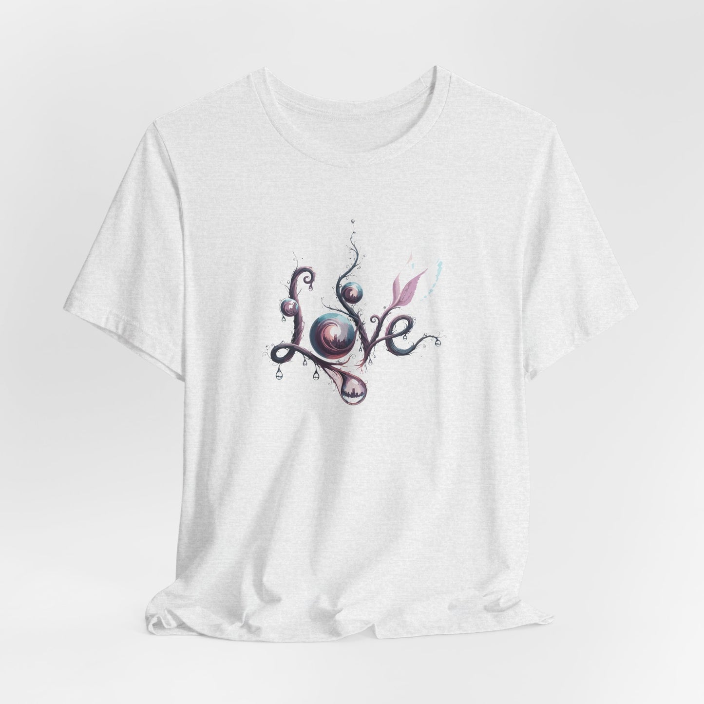 Love Script Tee - Romantic Floral Typography T-Shirt - Art Graphic Becheretty - Ideal gift for your loved one