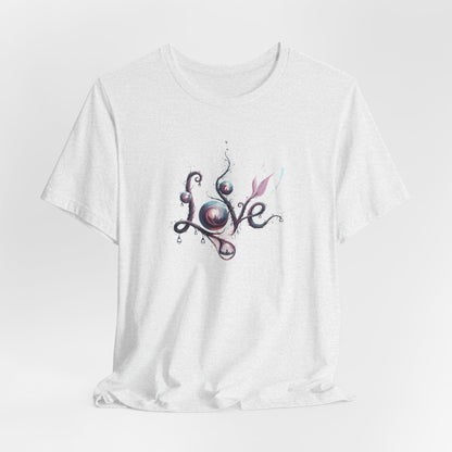 Love Script Tee - Romantic Floral Typography T-Shirt - Art Graphic Becheretty - Ideal gift for your loved one