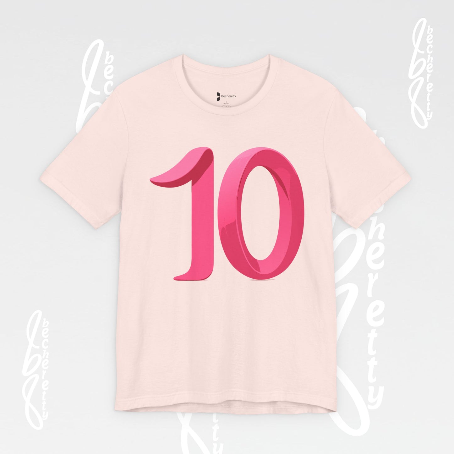 Pink Number 10 - Graphic Tee - Becheretty Minimalist Style - Everyday Comfort - Ideal Gift for Sports Lovers