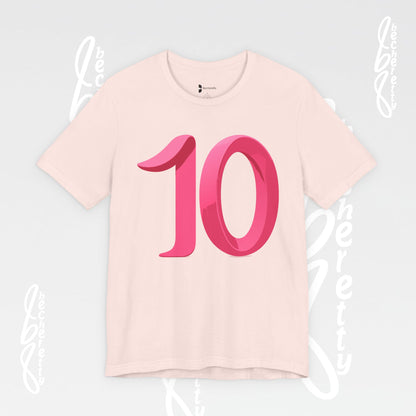 Pink Number 10 - Graphic Tee - Becheretty Minimalist Style - Everyday Comfort - Ideal Gift for Sports Lovers