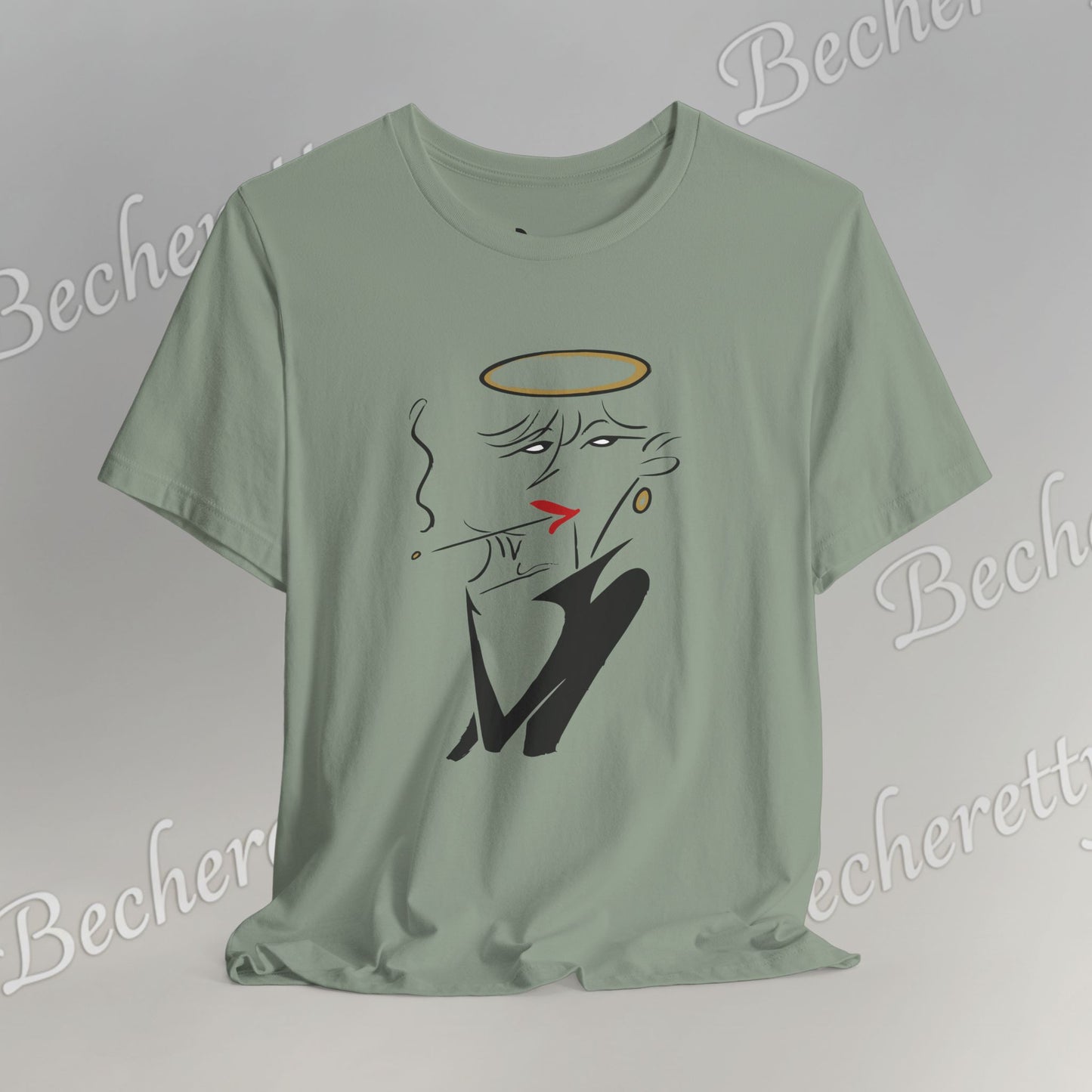 "Fallen Angel" Abstract Line Art Graphic Tee Becheretty - Channel your inner rebel with a touch of divine style