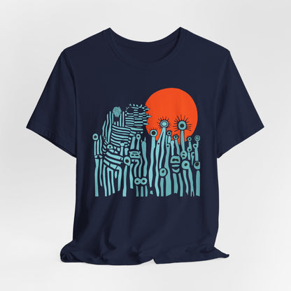 Sunset Wildflowers T-Shirt — Minimal Floral Graphic Tee - Playful statement - Wearable Art