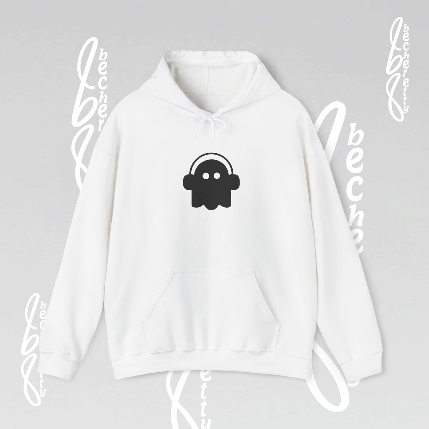Funny Ghost Hoodie - Art Graphic Minimalist Becheretty "Ghost Headphone"