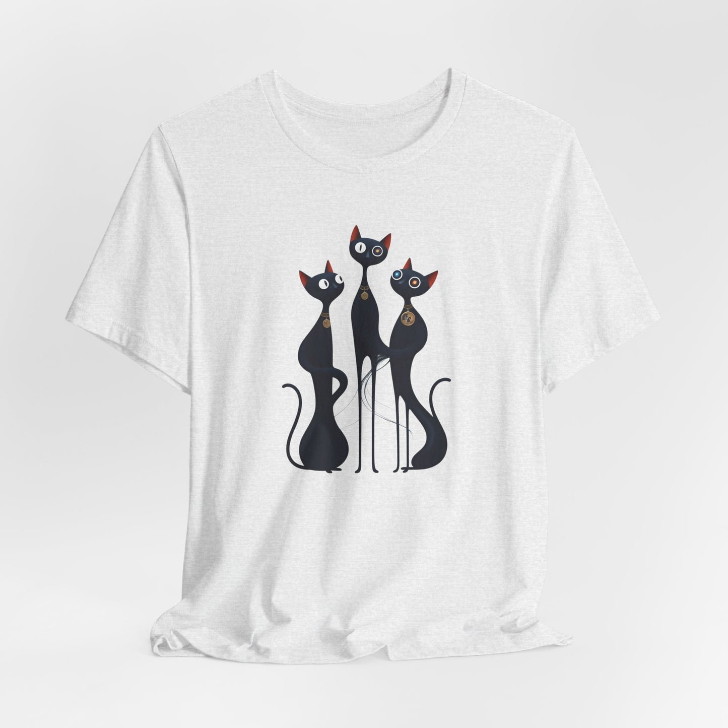 Black Cat Trio Tee – Cute Retro Cats Graphic T-Shirt - Minimalist Art Becheretty - Perfect gift for cats lovers