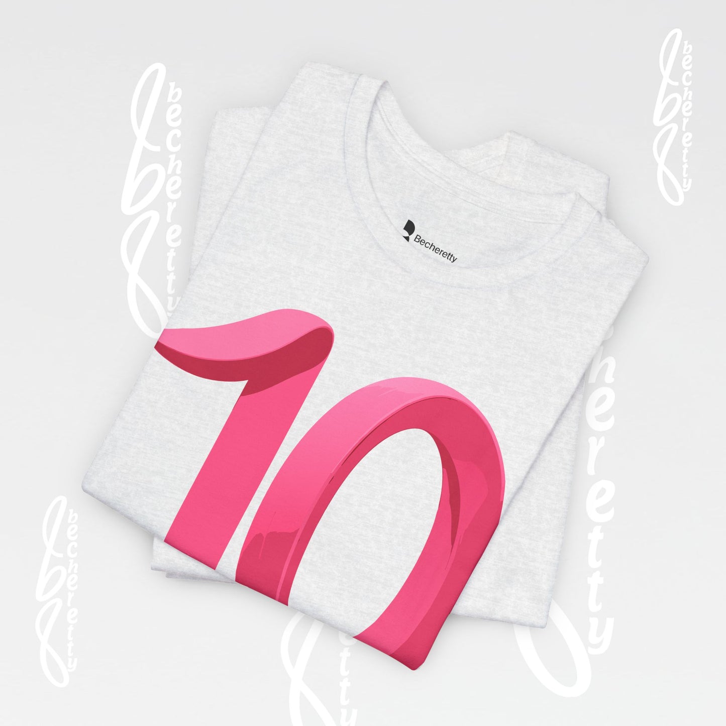 Pink Number 10 - Graphic Tee - Becheretty Minimalist Style - Everyday Comfort - Ideal Gift for Sports Lovers