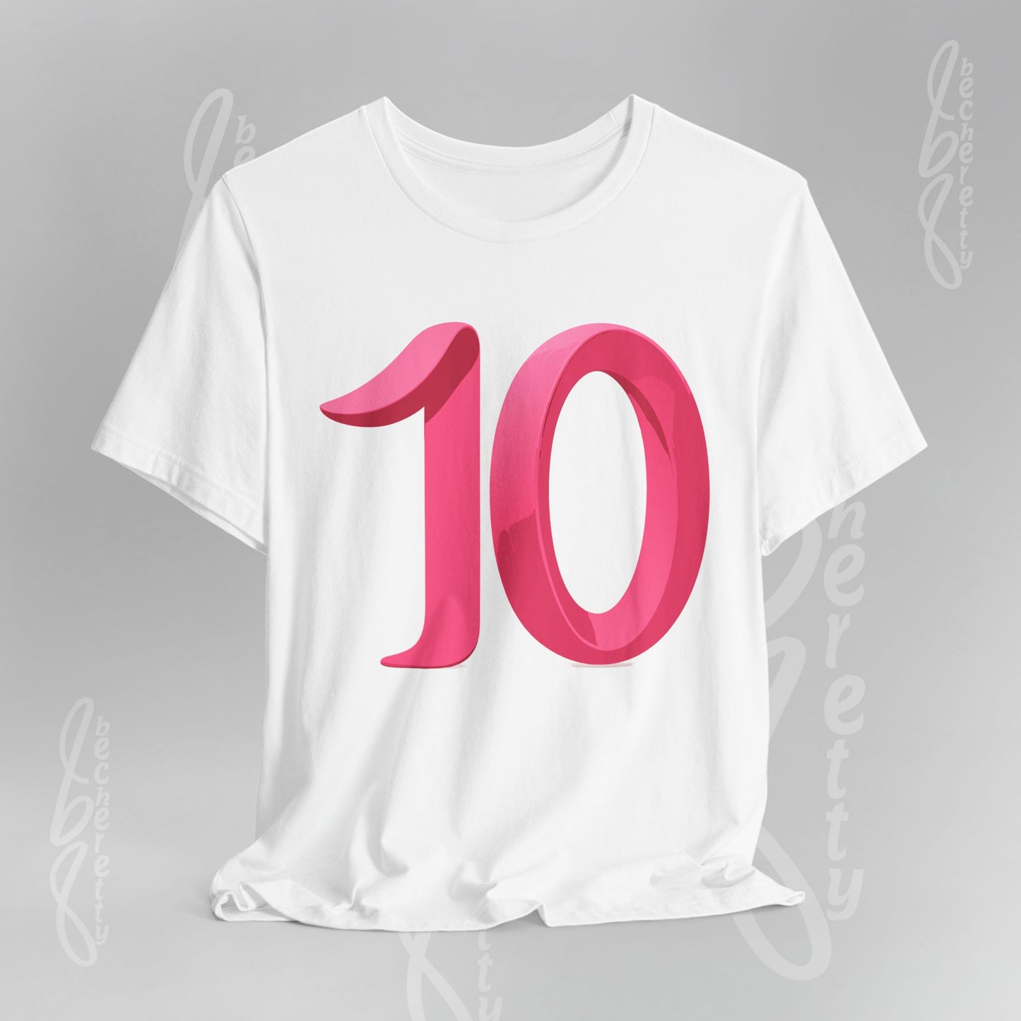 Pink Number 10 - Graphic Tee - Becheretty Minimalist Style - Everyday Comfort - Ideal Gift for Sports Lovers