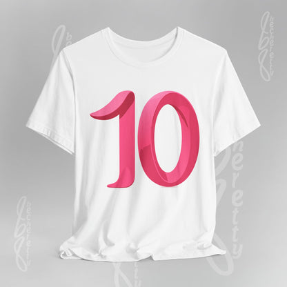 Pink Number 10 - Graphic Tee - Becheretty Minimalist Style - Everyday Comfort - Ideal Gift for Sports Lovers