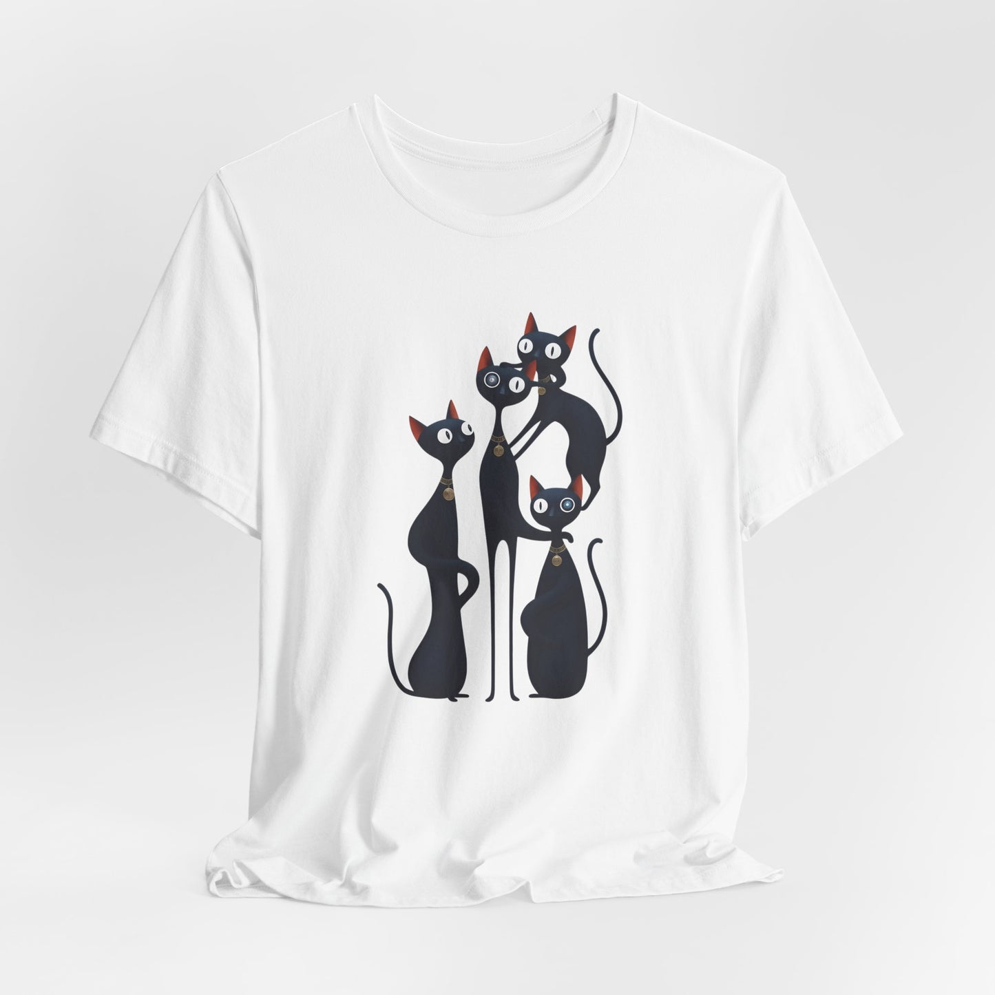 "Cat Family" Graphic T'Shirt Becheretty — Cute Black Cats Illustration - Playful design minimalist