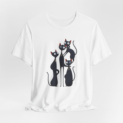 "Cat Family" Graphic T'Shirt Becheretty — Cute Black Cats Illustration - Playful design minimalist