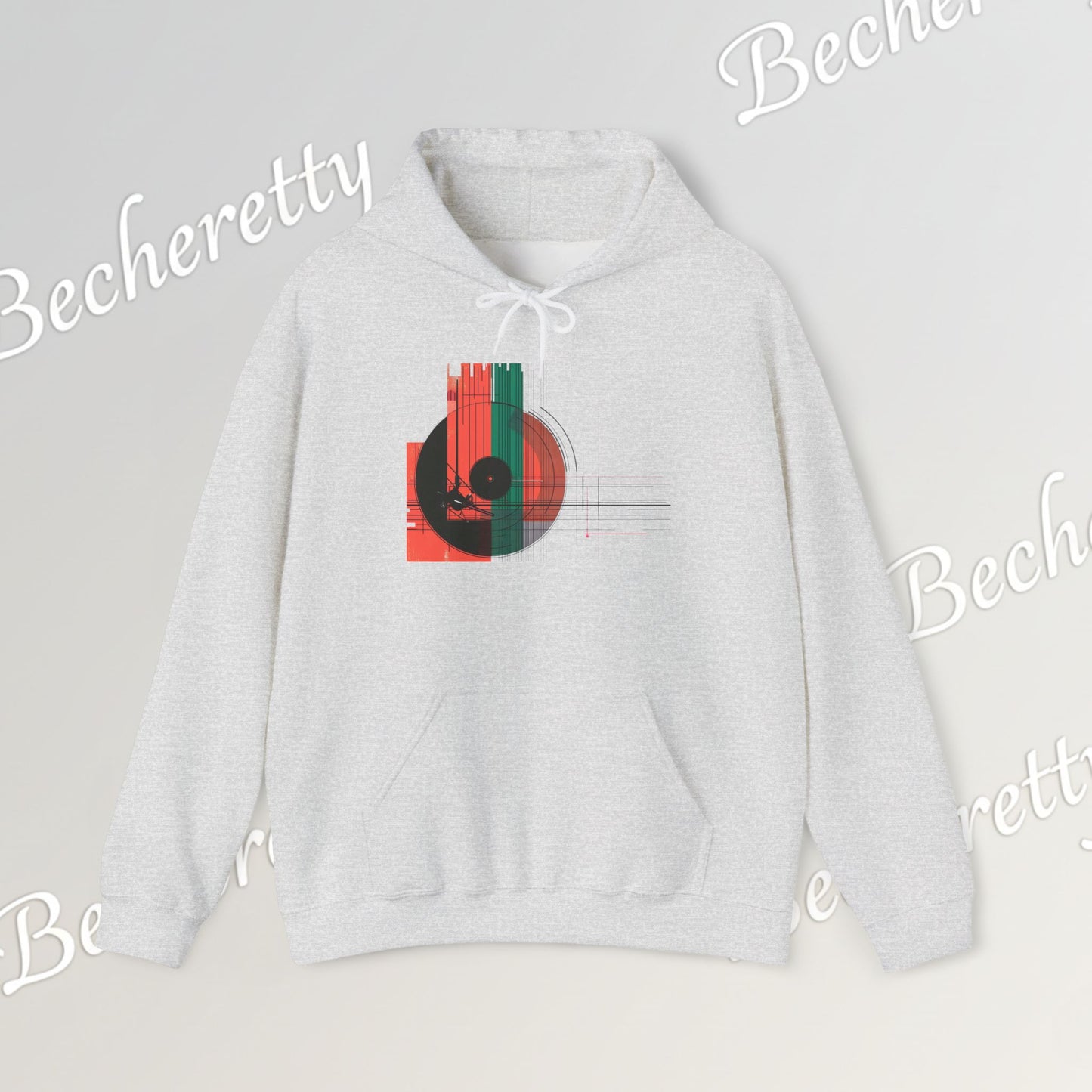 The Vinyl Echo "DJ" Hoodie - Art Graphic Becheretty - The classic vinyl record through a lens of modern geometry