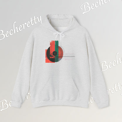 The Vinyl Echo "DJ" Hoodie - Art Graphic Becheretty - The classic vinyl record through a lens of modern geometry