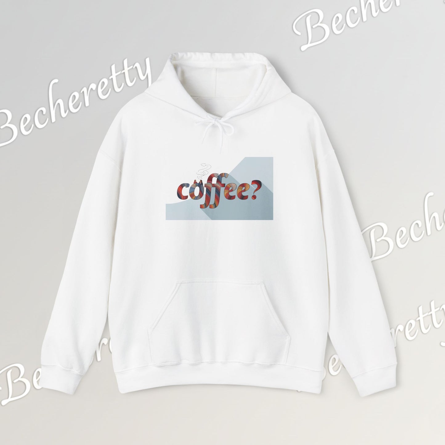Coffee? "Cozy Questions" Patterned Coffee Hoodie - Art Minimalist Becheretty - Coffee Lover Sweatshirt