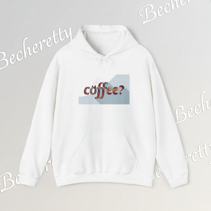 Coffee? "Cozy Questions" Patterned Coffee Hoodie - Art Minimalist Becheretty - Coffee Lover Sweatshirt