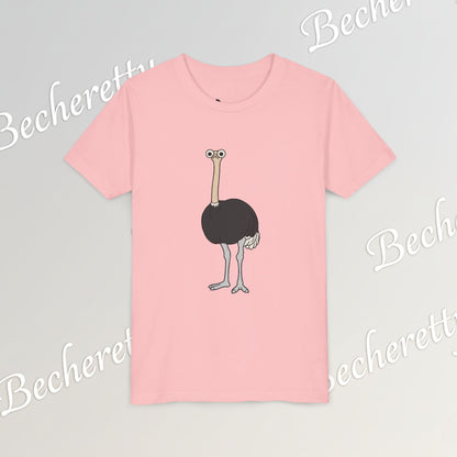 Youth Tee "The Ostrich" Graphic Art Becheretty - Cool Summer Top, Gift for Children