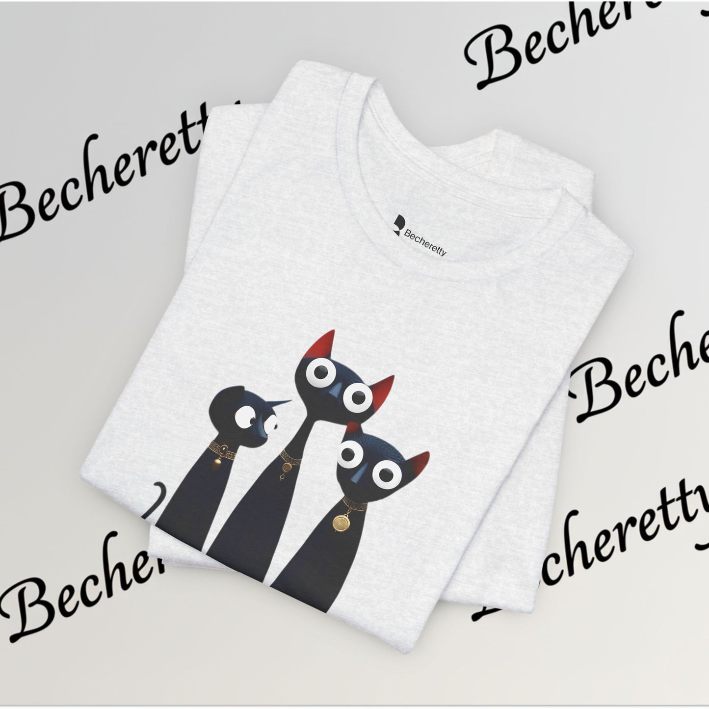 T-Shirt "Three Stylized Black Cats" | Cute Minimal Graphic Becheretty - Modern, artful touch