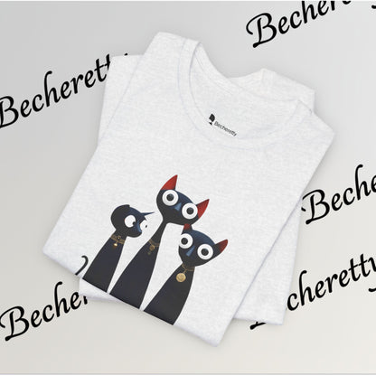 T-Shirt "Three Stylized Black Cats" | Cute Minimal Graphic Becheretty - Modern, artful touch
