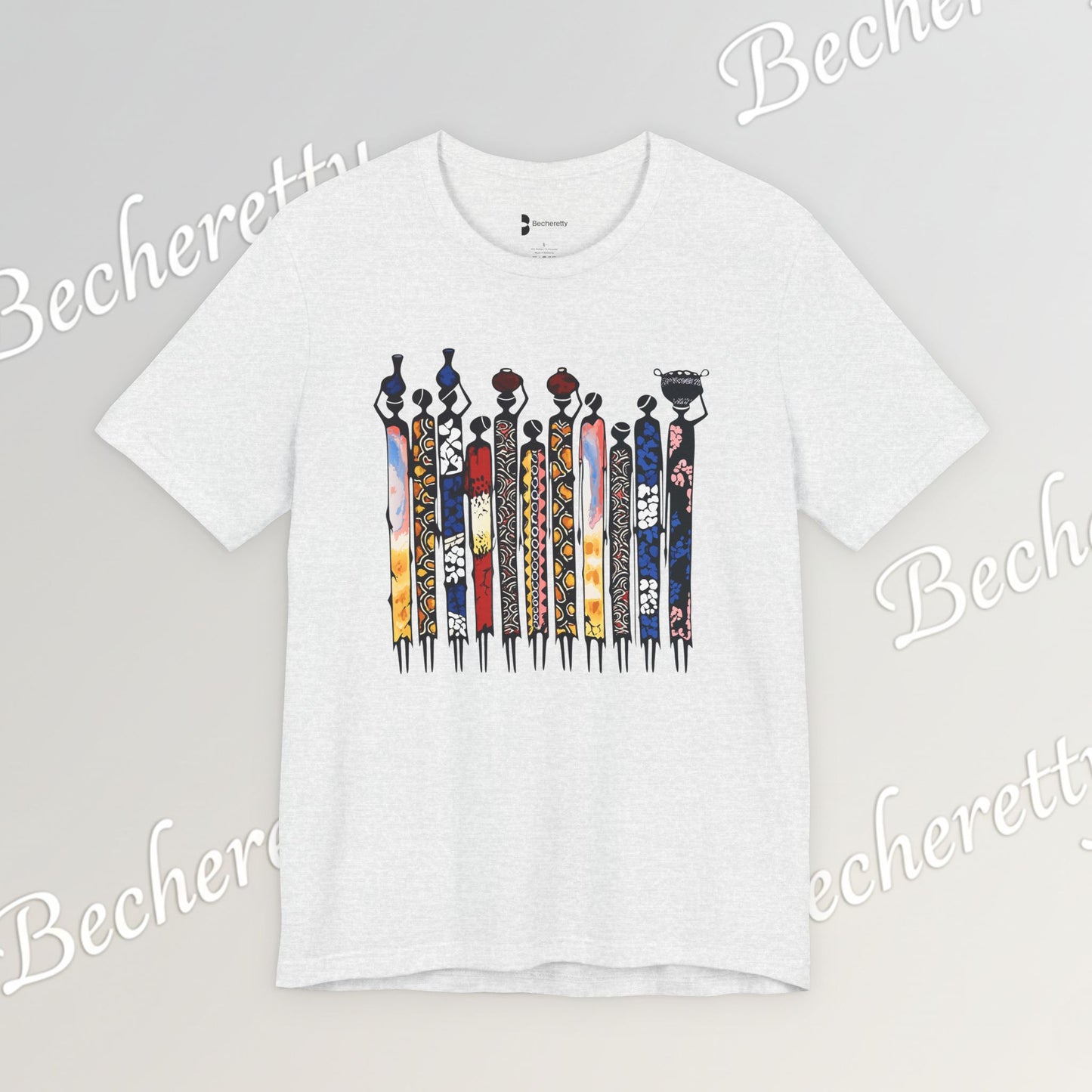 Ancestral Strides - Graphic Tee Becheretty - African tribal art style - Woven with history, worn with pride.