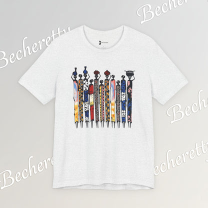 Ancestral Strides - Graphic Tee Becheretty - African tribal art style - Woven with history, worn with pride.