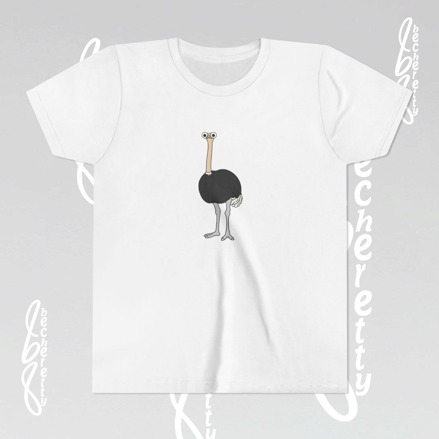 Youth Ostrich Graphic Tee - Becheretty desing for Kids, Cool Summer Top, Gift for Birthdays, Animal Lovers Tee