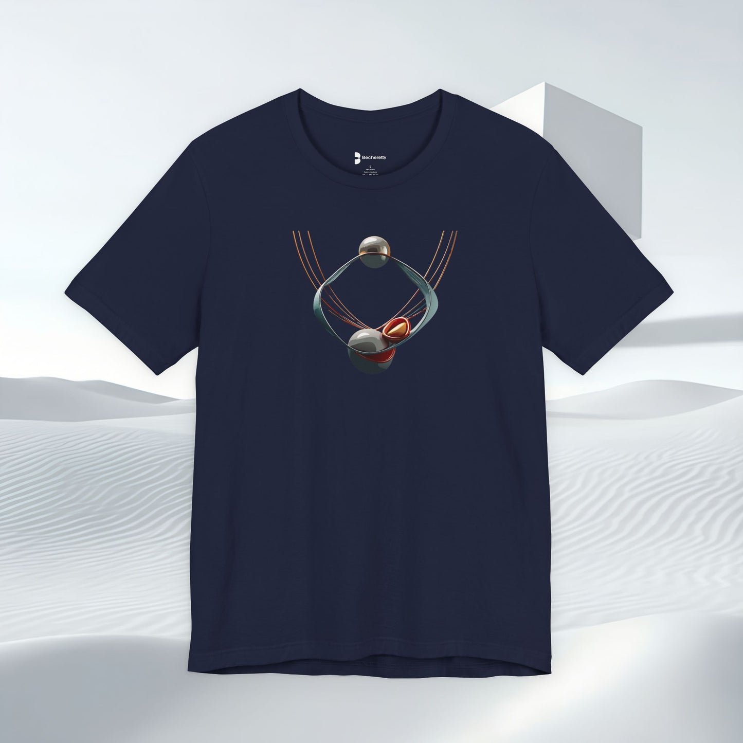 Abstract Orbital Necklace Tee - Art Graphic Minimalist Becheretty - Wearable artwork