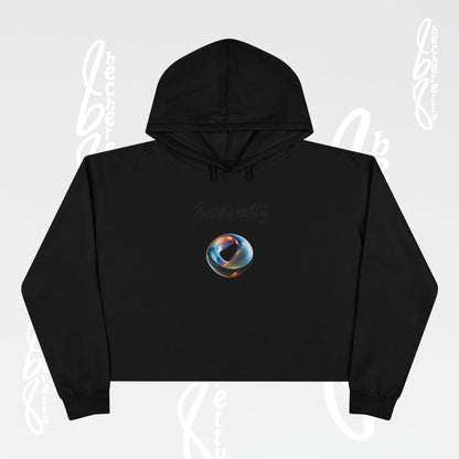 Chic Graphic Crop Hoodie Futuristic Ring - Becheretty Graphic - Stylish Women's Hoodie, Trendy Fashion Sweater, Unique Gift for Her
