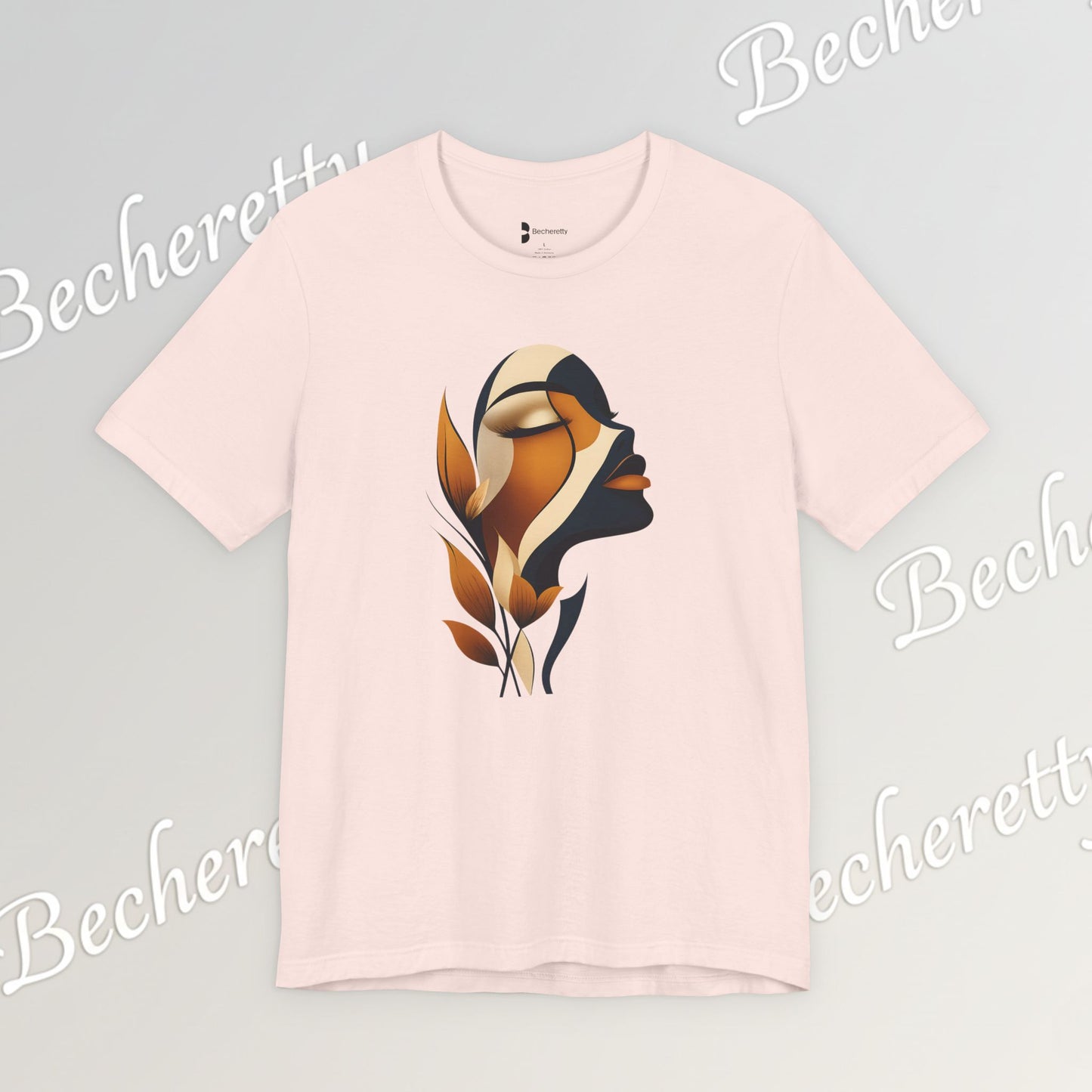"Golden Profile" Abstract Graphic T‑Shirt – Art Minimalist Becheretty - Botanical inspiration