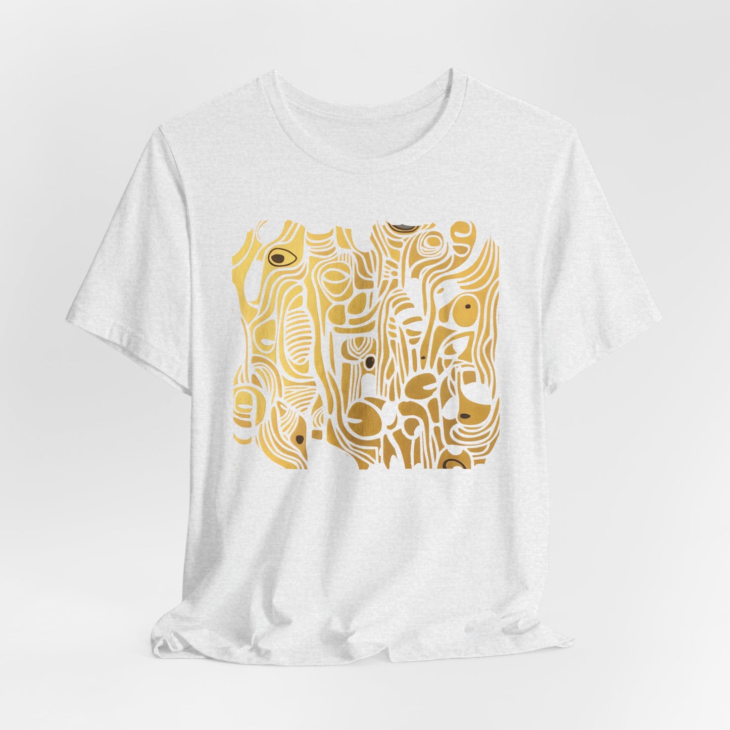 Golden Currents Tee - Abstract Organic line Art Becheretty - Abstract exploration of form and rhythm