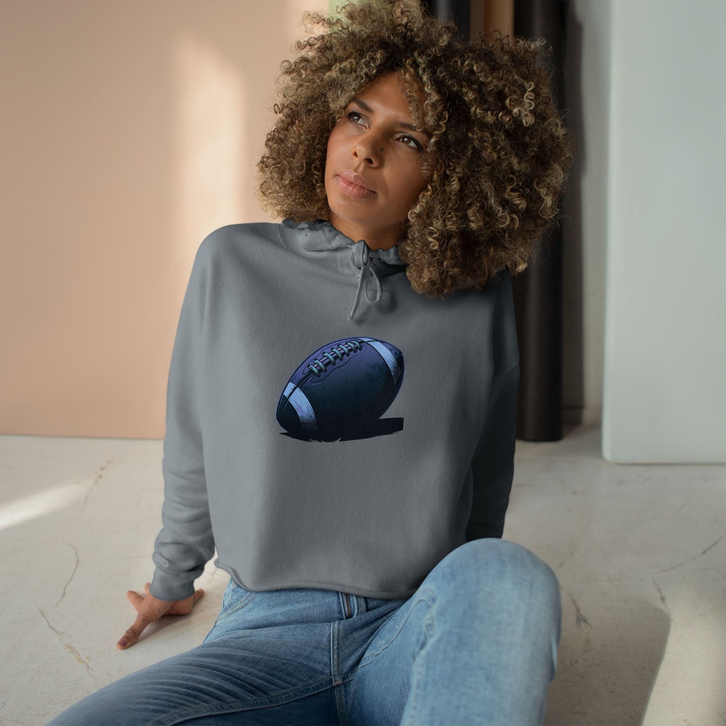 Football Lover’s Crop Hoodie - Becheretty's Graphic Art - Casual Outfit, Game Day Gift, Athletic Wear, Football Merchandise