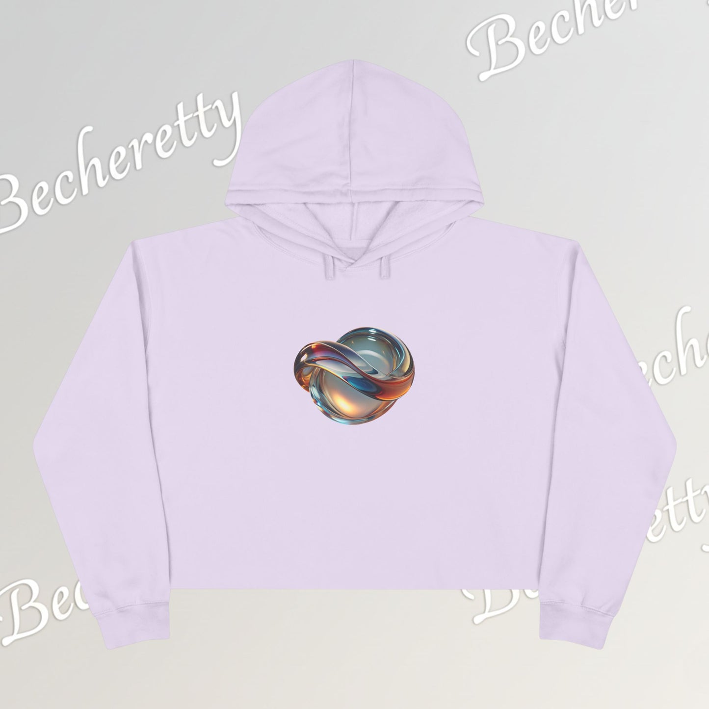 Modern Art Crop Hoodie with a Abstract/Futuristic Cristal - Trendy Sweatshirt for Casual Wear, Gift for Art Lovers, Stylish Comfort for Everyday