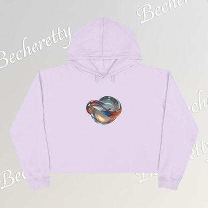 Modern Art Crop Hoodie with a Abstract/Futuristic Cristal - Trendy Sweatshirt for Casual Wear, Gift for Art Lovers, Stylish Comfort for Everyday