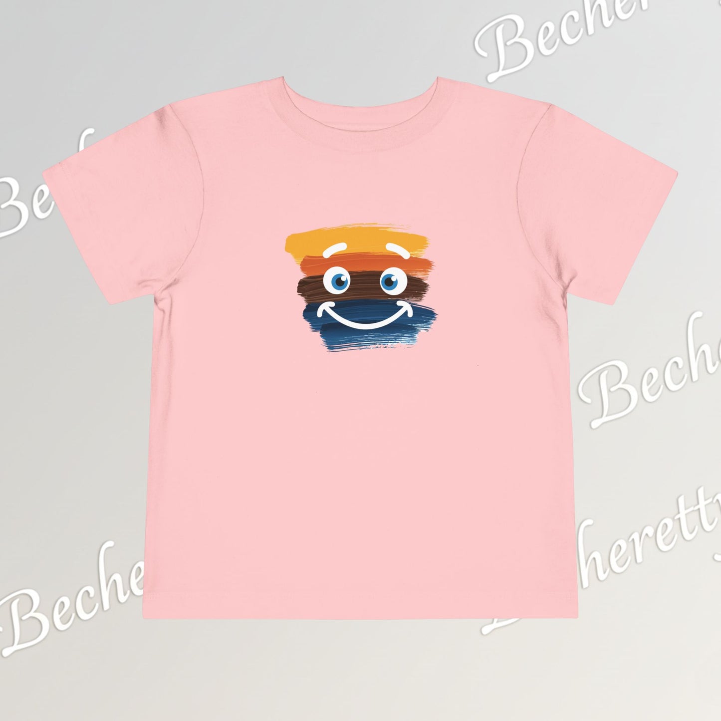 Toddler Tee Smiley Watercolor Art Graphic Minimalist Becheretty - Happy Face Kids T-Shirt