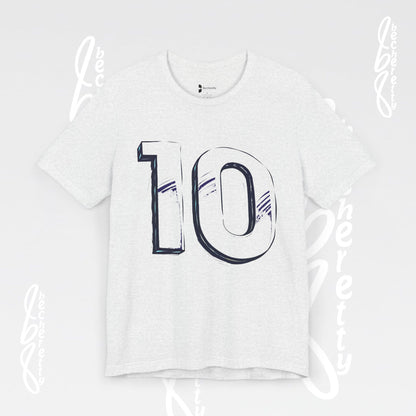 Stylish Unisex Tee - Number 10 - Casual Everyday Wear, Unique Gift  Sports Lovers, Becheretty Graphic, Team Spirit