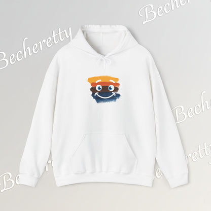 Graphic Hoodie - Smiling Sunset Brushstroke - Cute Happy Face- Art Minimalist Becheretty