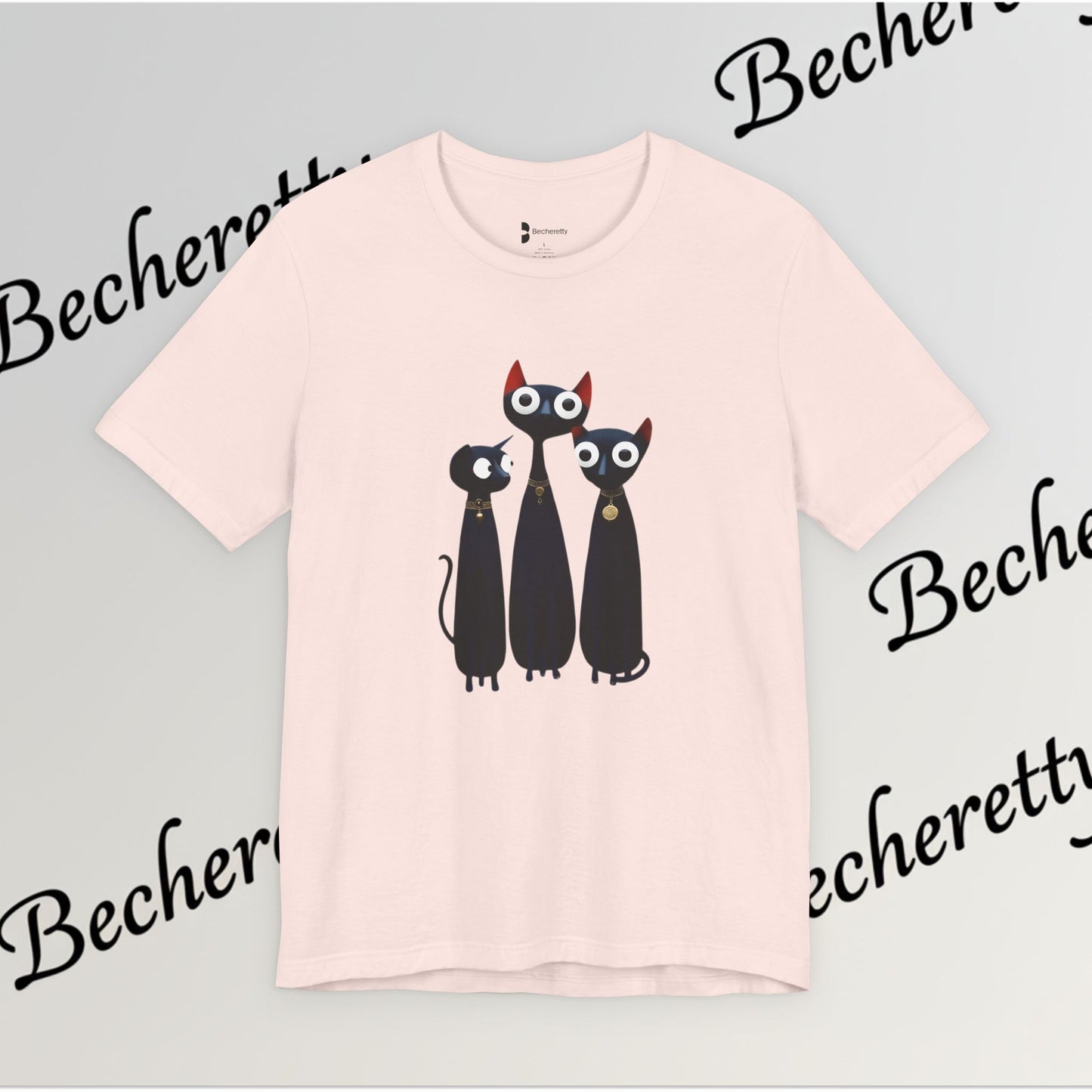 T-Shirt "Three Stylized Black Cats" | Cute Minimal Graphic Becheretty - Modern, artful touch