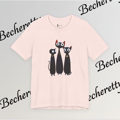 T-Shirt "Three Stylized Black Cats" | Cute Minimal Graphic Becheretty - Modern, artful touch