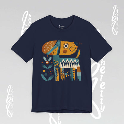 Abstract Guardian Folk Art Dog T-Shirt — Modern Canine Lover Gift
