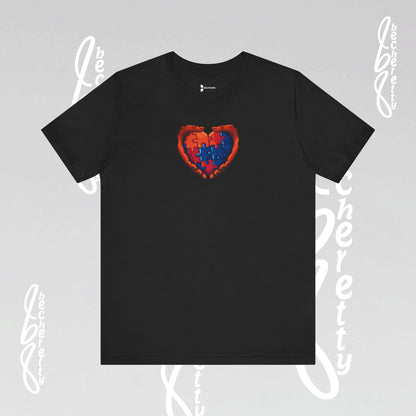 Colorful Puzzle Heart T-Shirt - Graphic Becheretty - Celebrating neurodiversity - Your tee, their voice.