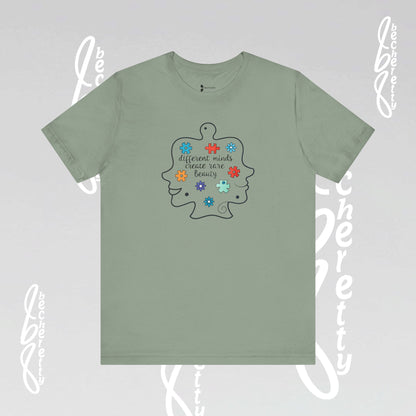 Graphic Tee - Different Minds Create Rare Beauty - Becheretty design, artistic vibe - Autism awareness.
