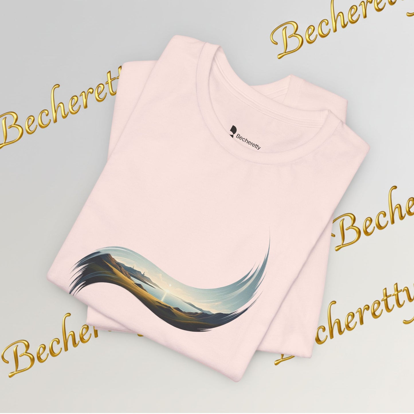 Abstract Wave Tee — Minimal Coastal Brushstroke T-Shirt Becheretty - Ideal Gift - Original Design
