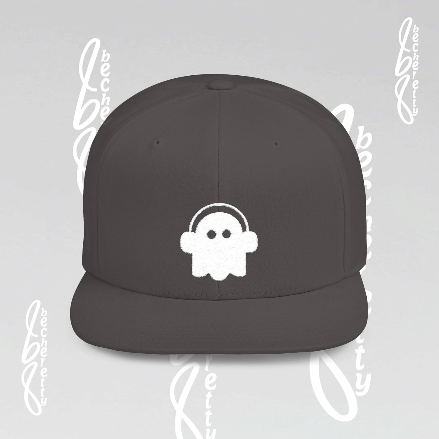 Unique Ghost Headphones Flat Bill Snapback Hat - Art Graphic Becheretty