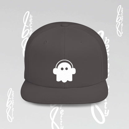 Unique Ghost Headphones Flat Bill Snapback Hat - Art Graphic Becheretty