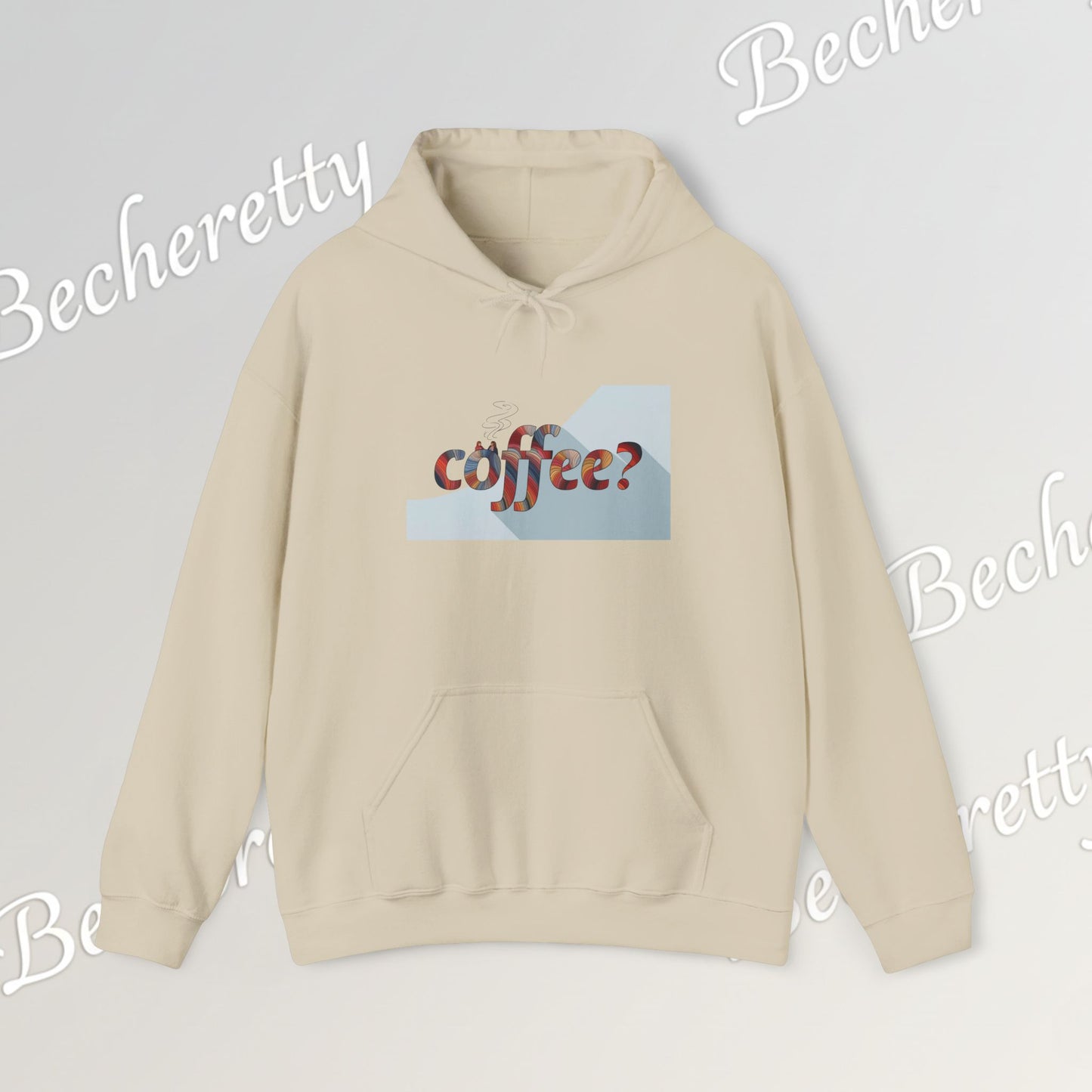 Coffee? "Cozy Questions" Patterned Coffee Hoodie - Art Minimalist Becheretty - Coffee Lover Sweatshirt