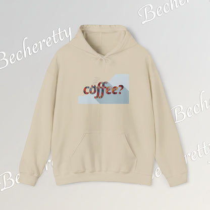 Coffee? "Cozy Questions" Patterned Coffee Hoodie - Art Minimalist Becheretty - Coffee Lover Sweatshirt