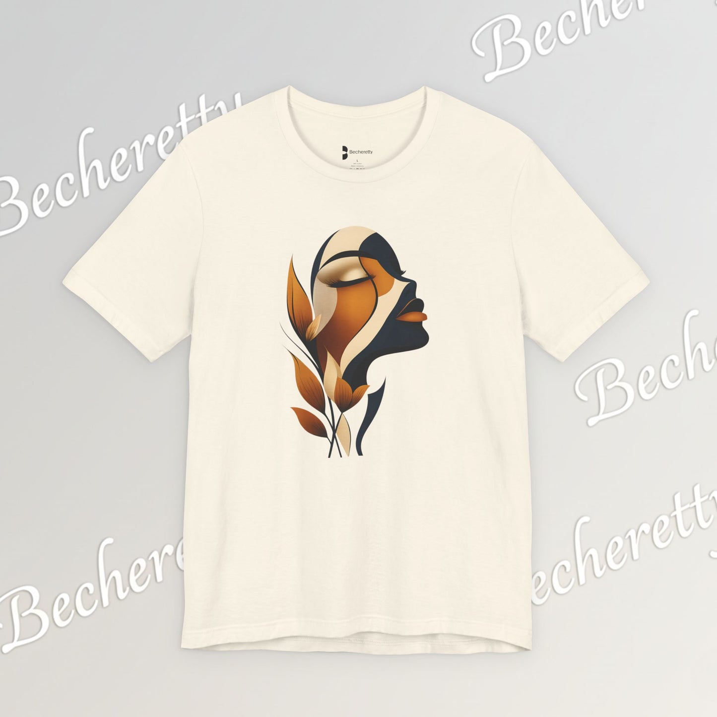 "Golden Profile" Abstract Graphic T‑Shirt – Art Minimalist Becheretty - Botanical inspiration